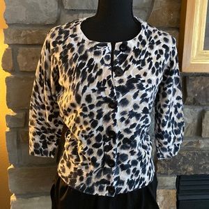Cotton cardigan, animal print with buttons, S